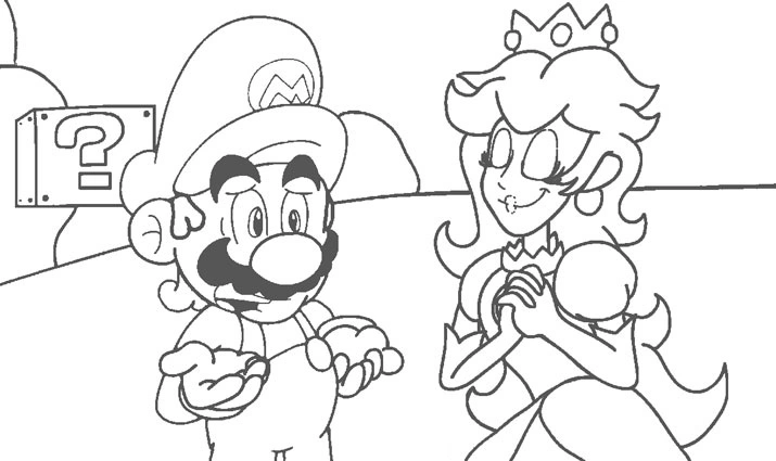 Mario and the princess coloring book